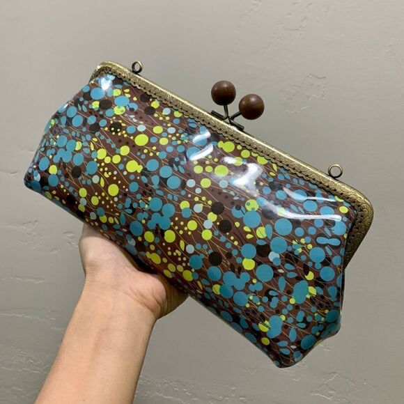 Handsewn Genuine Leather Wooden Ball Kisslock Clutch/Shoulder Bag/Crossbody - Picture 14 of 16